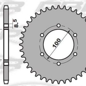 CORONA 38 DIENTES PUCH MINICROSS SUPER,BORRASCA II, CONDOR/II/III 50 SUZUKI DR BIG, MINICROSS, SK 50cc